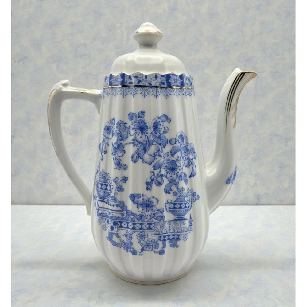 Vintage Tuppack China Blau Tiefenfurt Asian Pattern Blue & White Tea Pot Germany